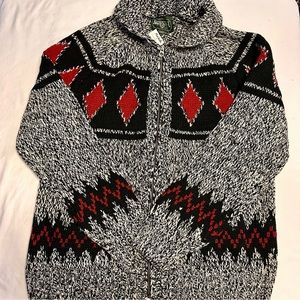 American Eagle Navajo Aztec Western Tribal Cardigan Zip Up Sweater Pocke…